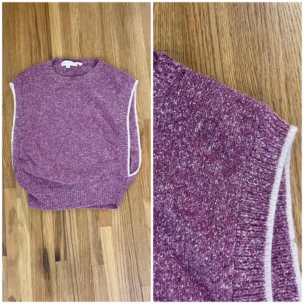 1980s vintage purple silk angora blend sweater vest, XS
